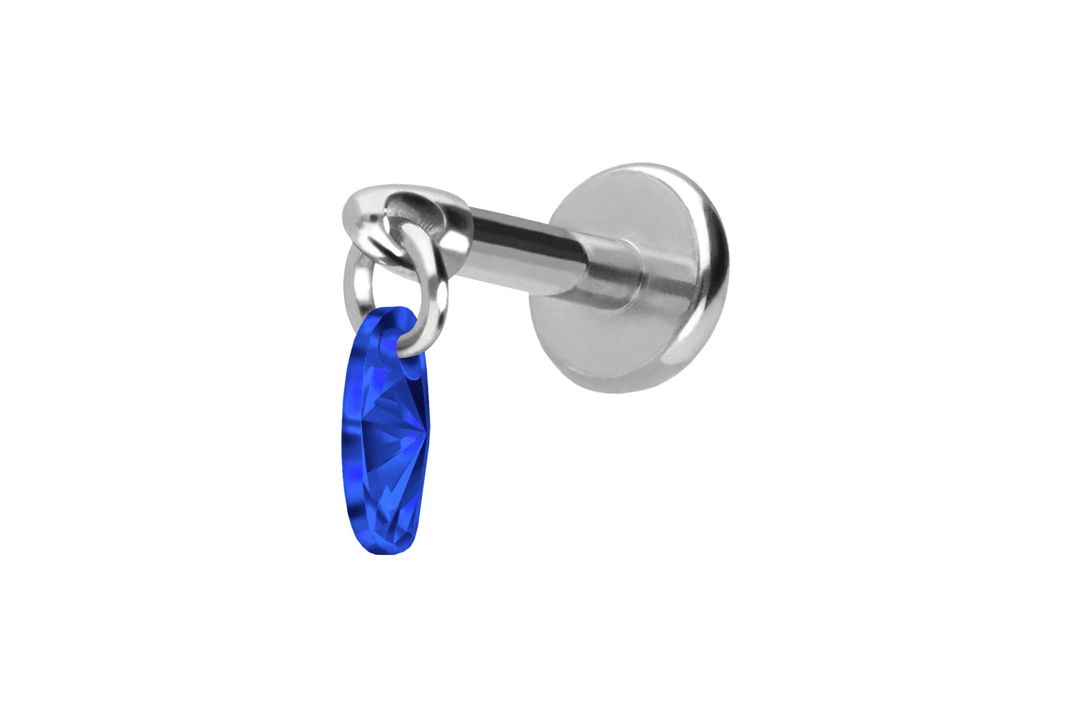 Titan Labret Piercing mit Push Fit KRISTALLOVAL